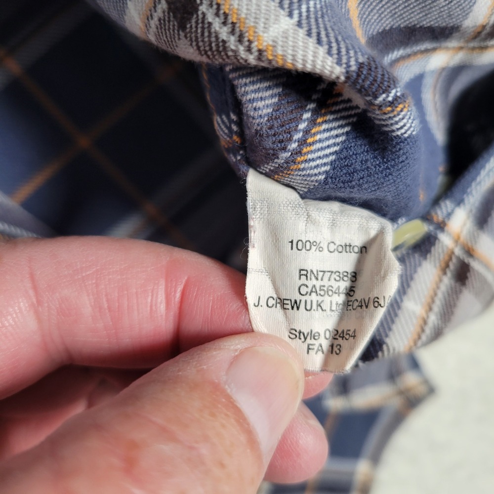 J.Crew Plaid Button Down Mens Size L Blue Grey Orange Cotton Long Sleeve Shirt - Picture 5 of 8